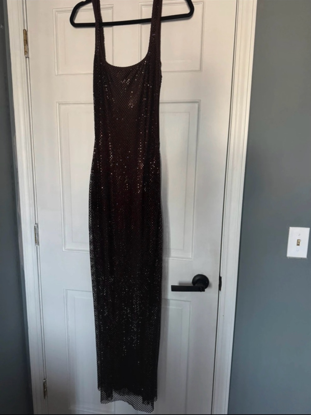 babyboo brown rhinestone maxi dress